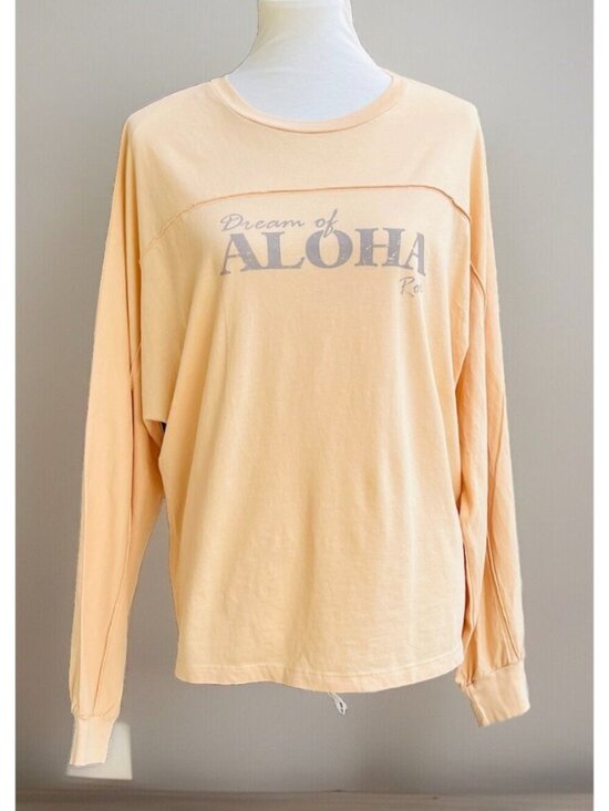Roxy Tops - Roxy Aloha Dreams Tee M Orange Embroidered Long Sleeve Top